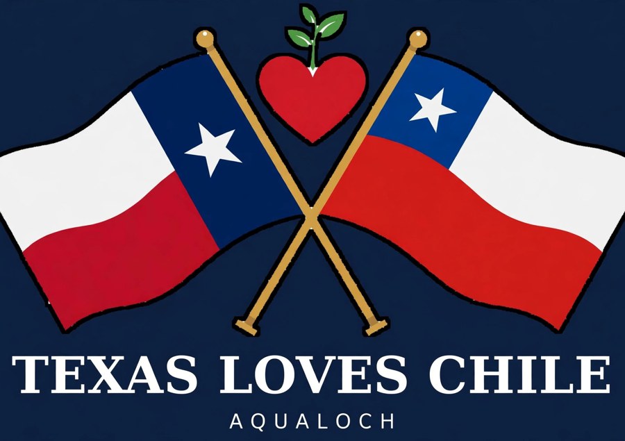 Navy t-shirt with the Texas Loves Chile emblem and white wordmark