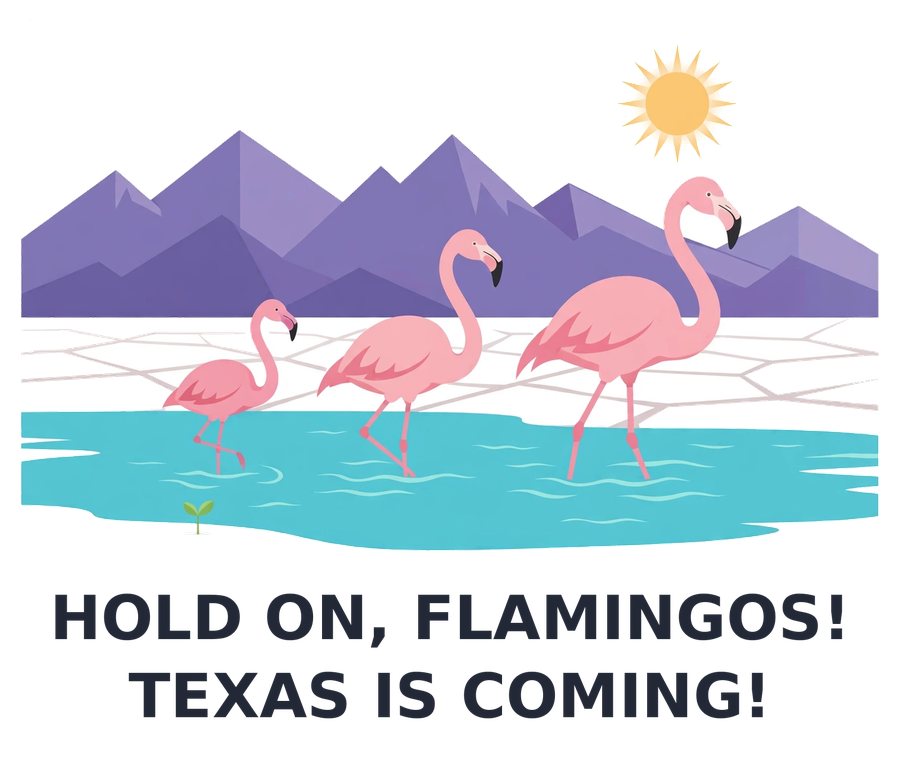 Hold On Flamingos tee with dark lettering on white